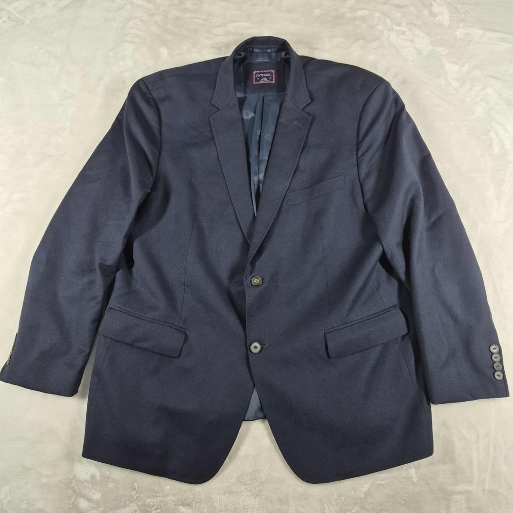 UNTUCKit Blazer Men's 46R Navy Blue 100% Wool‎ Half Canvas Construction Coat